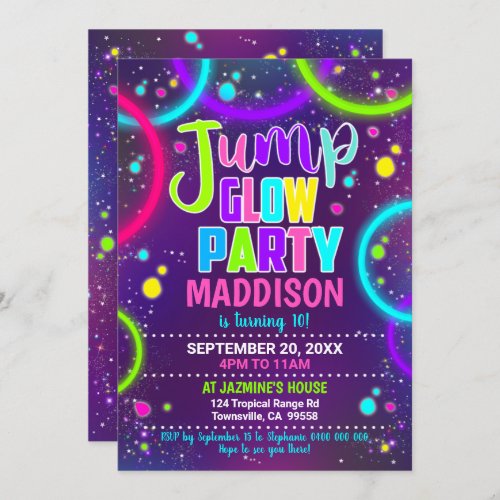 Jump Glow Party Invitation