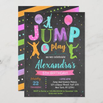 Jump House Trampoline Park Birthday Invitations by SugarPlumPaperie at Zazzle