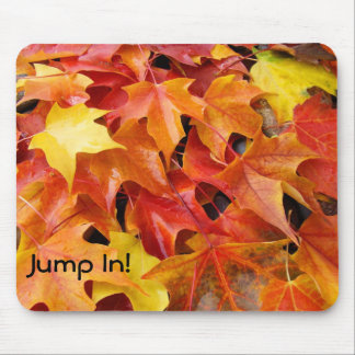Jump In! Pile of Autumn Leaves mousepad Colorful
