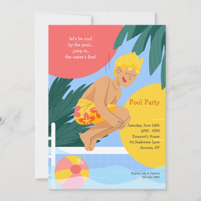 Jump In The Water's Fine Pool Party Invitation (Front)