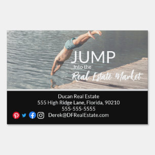 Jump into the real estate marketing postcard sign