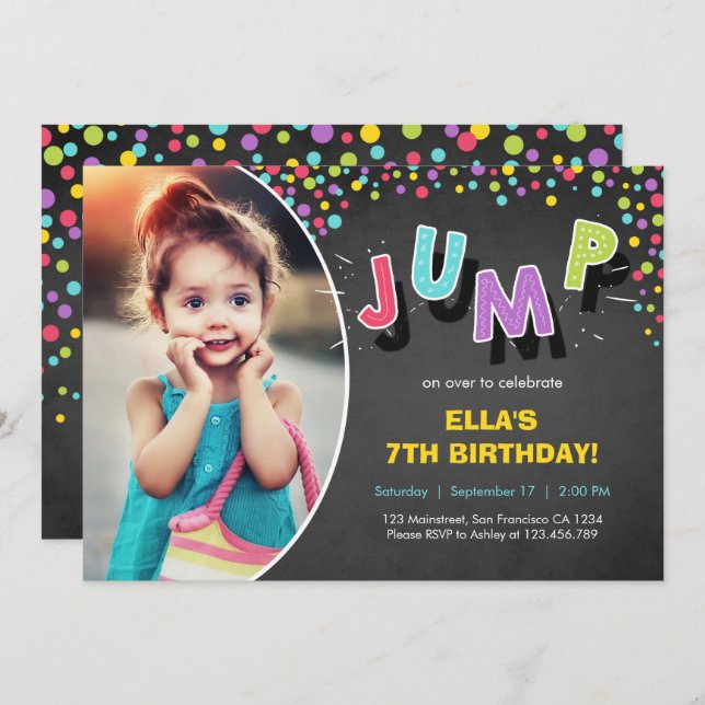 Jump Invitation Bounce House Bounce Birthday (Front/Back)