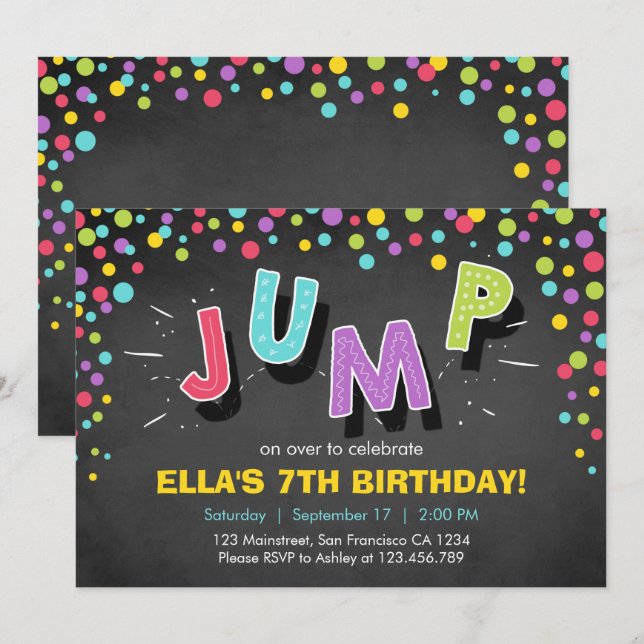 Jump Invitation Bounce House Bounce Birthday (Front/Back)