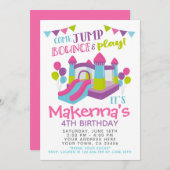 Jump Invitation, Girl Trampoline Birthday Party Invitation (Front/Back)