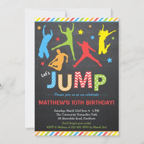 Jump Invitation  Trampoline Birthday Invitation