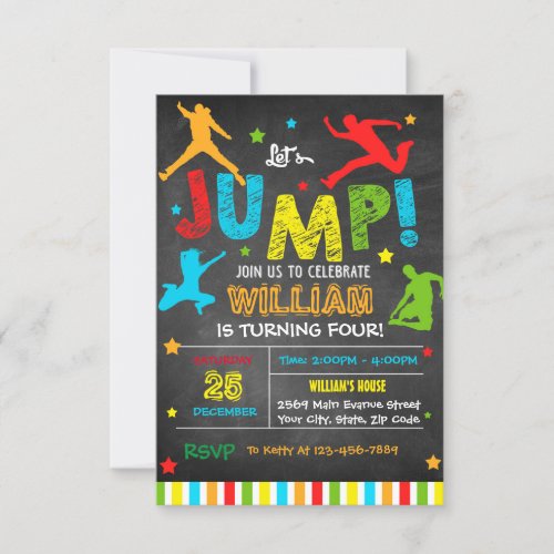 Jump Invitation _ Trampoline Birthday Invitation