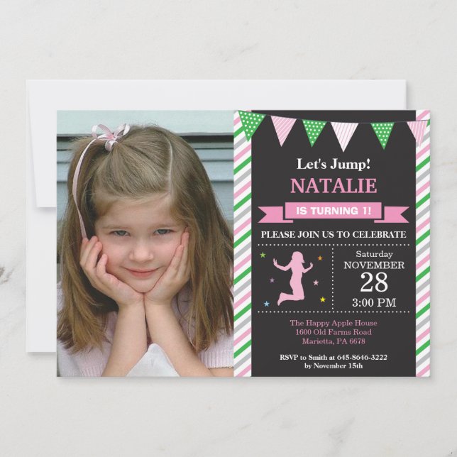 Jump Invitation Trampoline Birthday Party (Front)