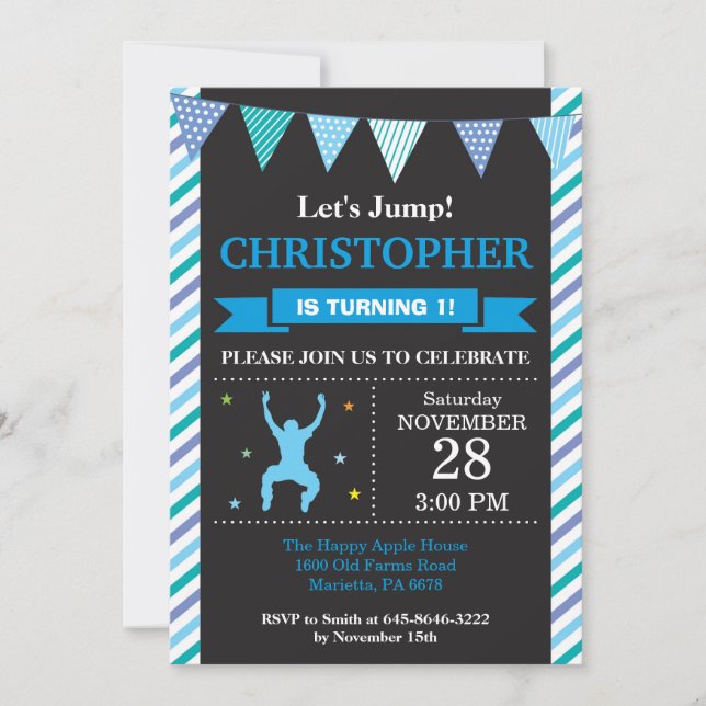 Jump Invitation Trampoline Birthday Party (Front)