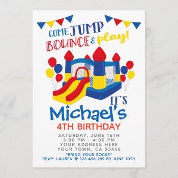 Jump Invitation  Trampoline Birthday Party Invitation by PrinterFairy at Zazzle