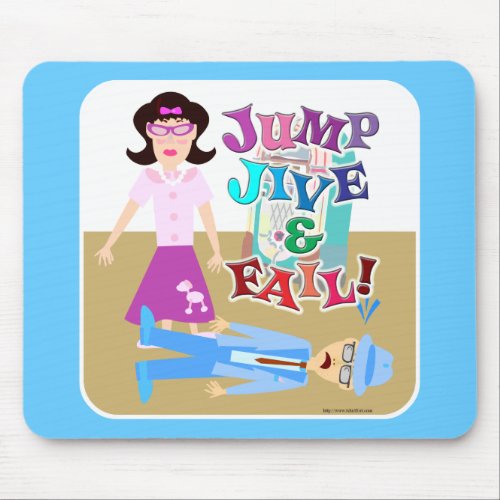 Jump Jive and Fail Fun Retro Dance Cartoon Design Mouse Pad