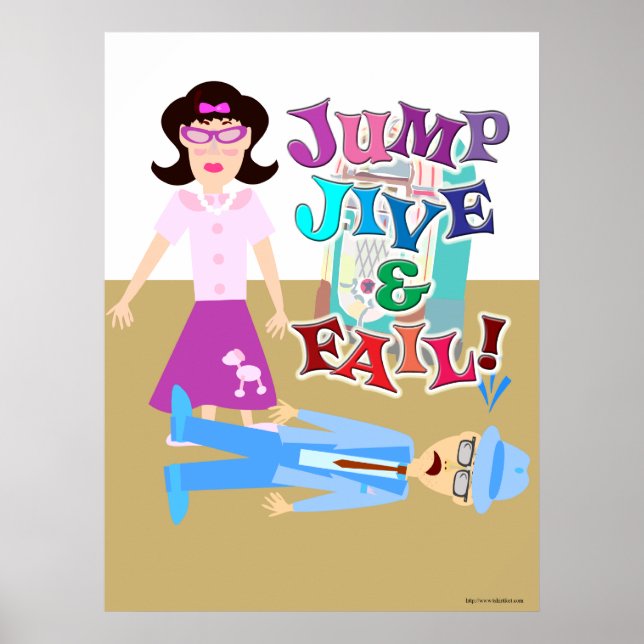 Jump Jive and Fail Swing Dance Cartoon Design Poster (Front)