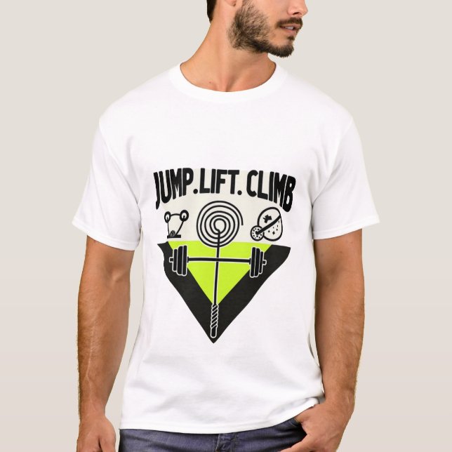 Jump Lift Climb | Minimalist Neon Cross-Training T-Shirt (Front)