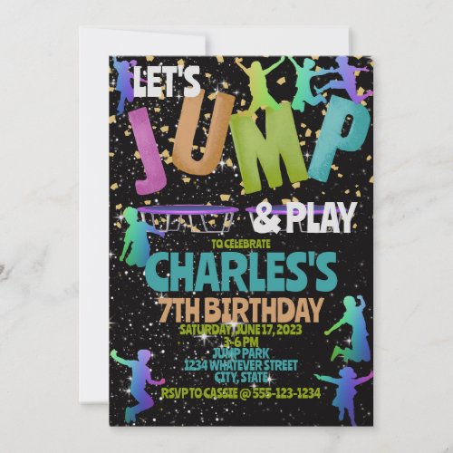 Jump Park Kids Birthday Party Custom Invitation