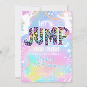 Jump Party Birthday Invitation Girls Trampoline 