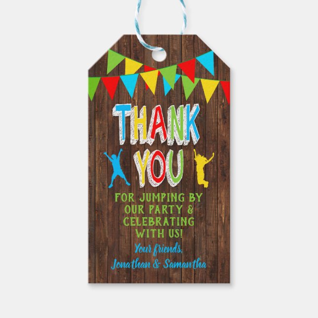 Jump party bounce combined party favor tag (Front)
