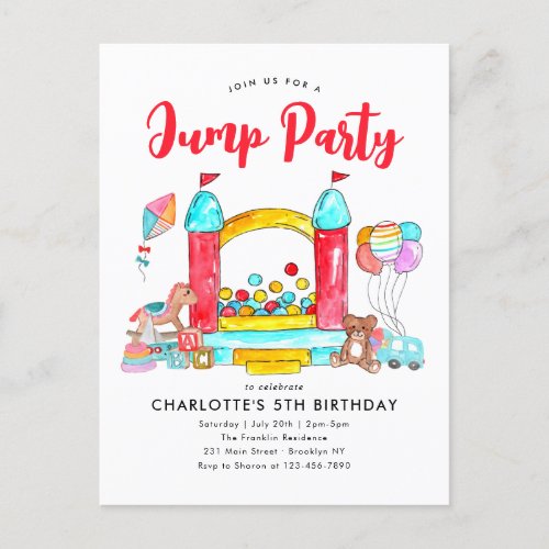 Jump Party Bounce House Trampoline Park Birthday Postcard