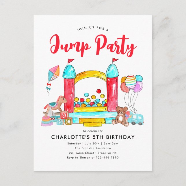 Jump Party Bounce House Trampoline Park Birthday Postcard (Front)