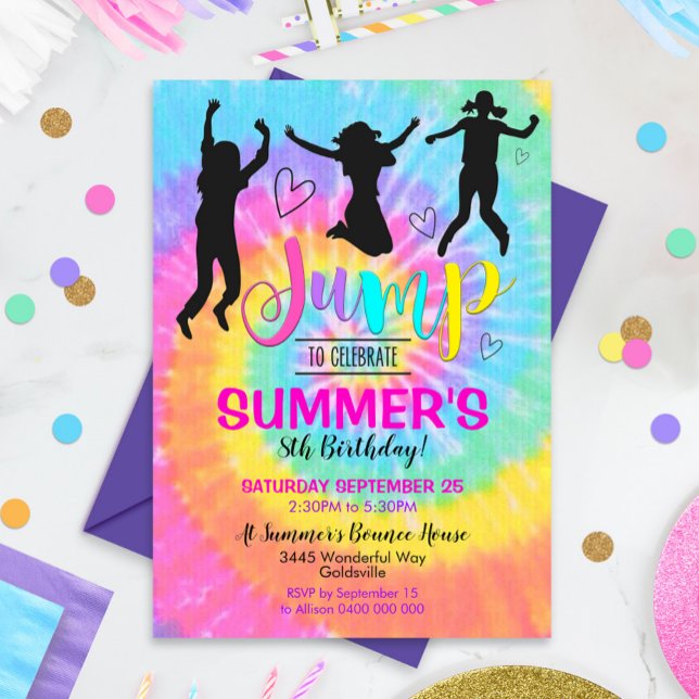 Jump Party Invitation Tie Dye Invitation Bounce (Creator Uploaded)