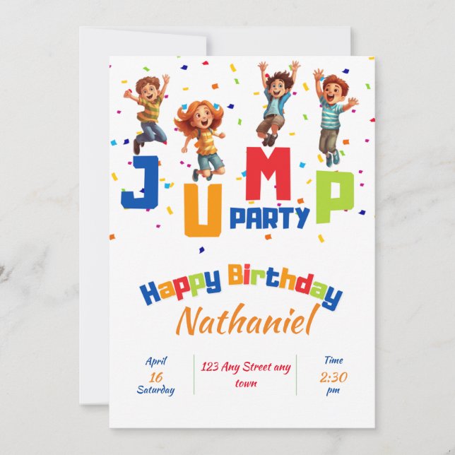 Jump Party Invitation, Trampoline Party invite (Front)