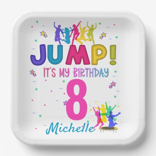 Jump Party Its my birthday Trampoline Bounce  Paper Plates