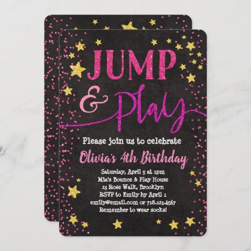 Jump  Play Birthday Invitation Bounce House Party