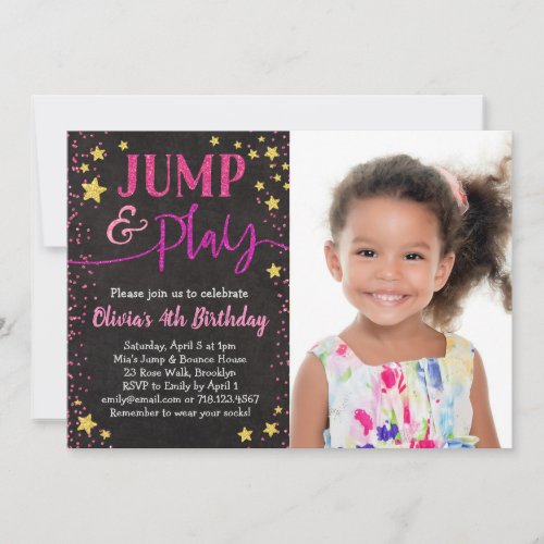 Jump  Play Birthday Invitation With Photo