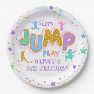 Jump Play Birthday Jump Trampoline Paper Plate