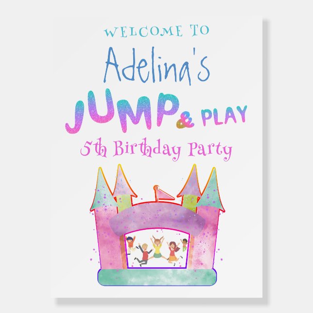 Jump Play Gymnastics Bounce House Kid Welcome Sign (Front)