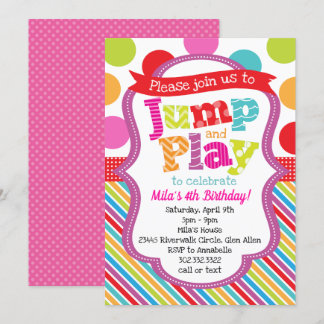 Jump & Play Polka Dot Stripe Party Invitation