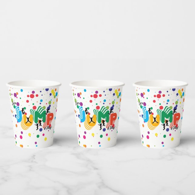 Jump Play Trampoline Park Party Kids Birthday  Paper Cups (Multi)