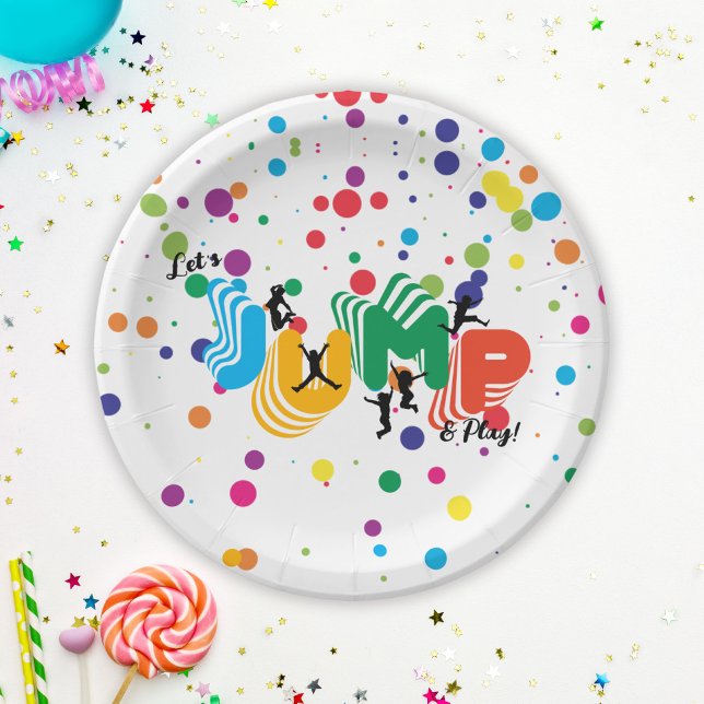 Jump Play Trampoline Park Party Kids Birthday  Paper Plates (Jump Play Trampoline Park Party Kids Birthday Paper Plates)