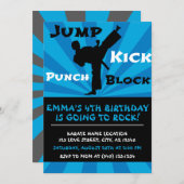 Jump Punch Kick Block Karate Party Birthday Invitation (Front/Back)