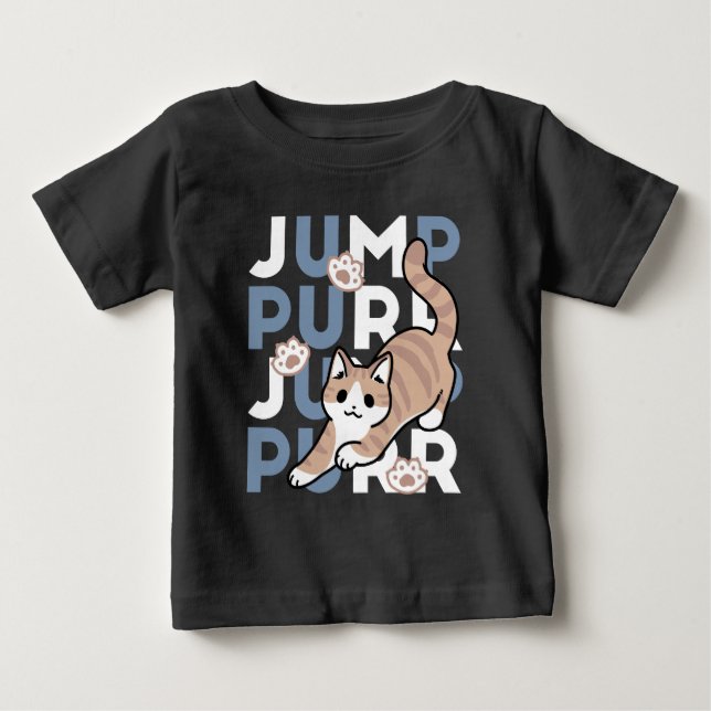 Jump Purr Jump: Playful Cat Design with Fun Art Baby T-Shirt (Front)