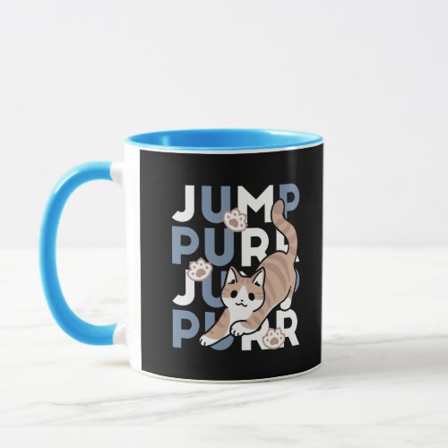 Jump Purr Jump Playful Cat Design with Fun Art Mug