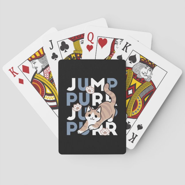 Jump Purr Jump: Playful Cat Design with Fun Art Poker Cards (Back)