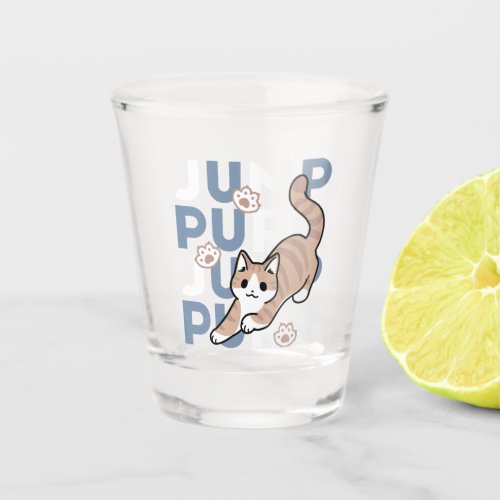 Jump Purr Jump Playful Cat Design with Fun Art Shot Glass