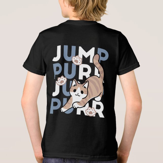 Jump Purr Jump: Playful Cat Design with Fun Art Tri-Blend Shirt (Back)