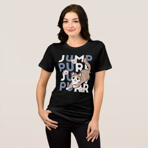 Jump Purr Jump Playful Cat Design with Fun Art Tri_Blend Shirt