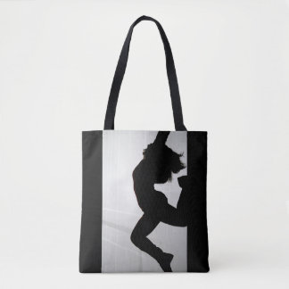 jump silohouette tote bag