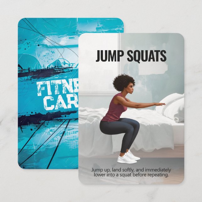 Jump Squats Fitness Card with Blue Backing (Front/Back)