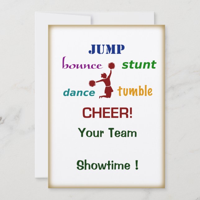 Jump Stunt Bounce Cheerleader Event Invitation (Front)
