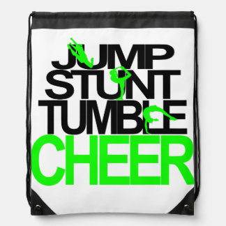 Jump, Stunt, Tumble, Cheer Backpack Green & Black