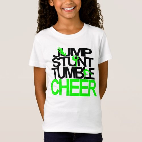 Jump Stunt Tumble Cheer Tee in Black  Green