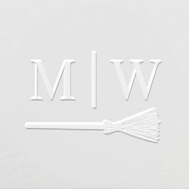 Jump the Broom B Couple Wedding 2 Initial Monogram Embosser (Design)
