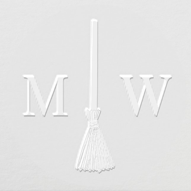 Jump the Broom Couple Wedding 2 Initial Monogram Embosser (Design)