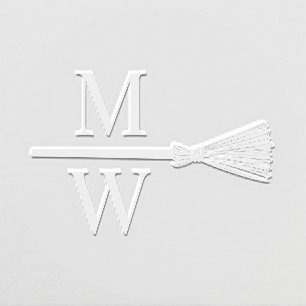 Jump the Broom D Couple Wedding 2 Initial Monogram Embosser