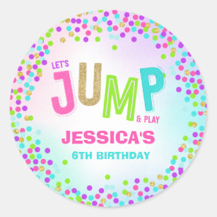 Jump Trampoline Birthday Party Decor Personalized Classic Round Sticker