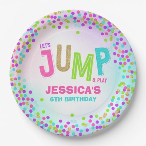 Jump Trampoline Birthday Party Decor Personalized Paper Plates