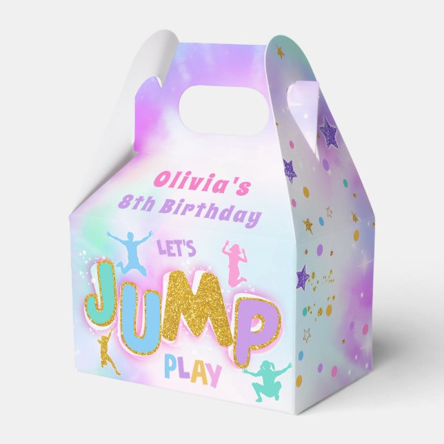 Jump Trampoline Birthday Party Favor Box (Front Side)