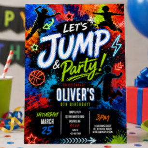 Jump Trampoline Birthday Party Invitation